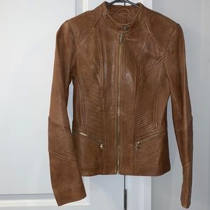 Danier Brown Leather Jacket (size 2XS)